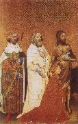 unknow artist The Wilton Diptych,Richard ii presented to the Virgin and Child by his patron Saint John the Baptist and Saints Edward and Edmund oil painting